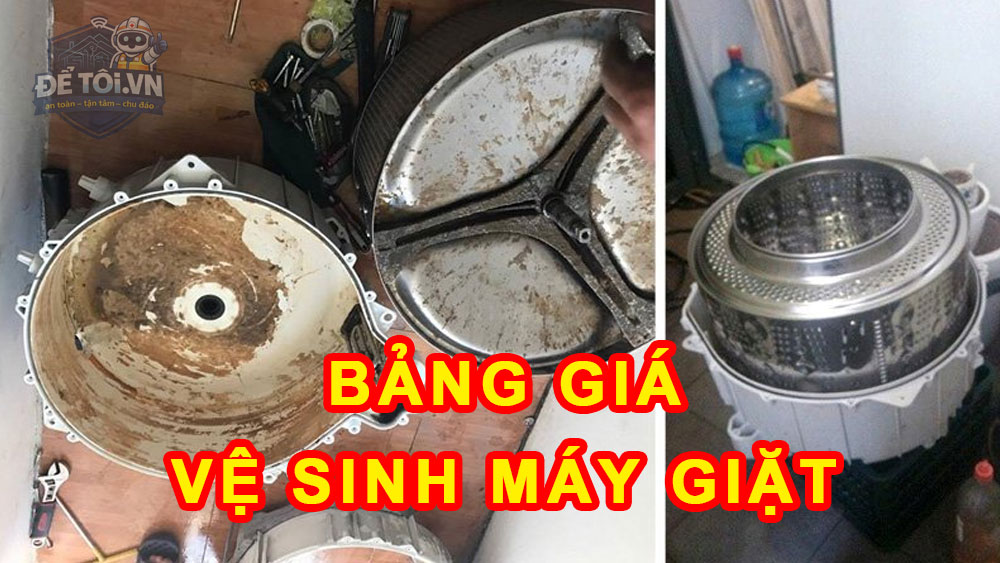 Bảng giá vệ sinh máy giặt lồng ngang cửa trước và lồng đứng cửa trên