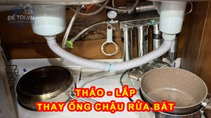 Tháo lắp thay ống chậu rửa bát