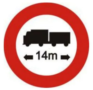 biển báo cấm 120 - Hạn chế chiều dài xe kéo moóc