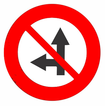 biển báo cấm 138 - Cấm đi thẳng và rẽ trái