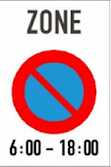 biển báo R.E 9b - cấm đỗ xe theo giờ trong khu vực