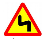 biển báo nguy hiểm 202a - Hai chỗ ngoặt ngược chiều liên tiếp bên trái