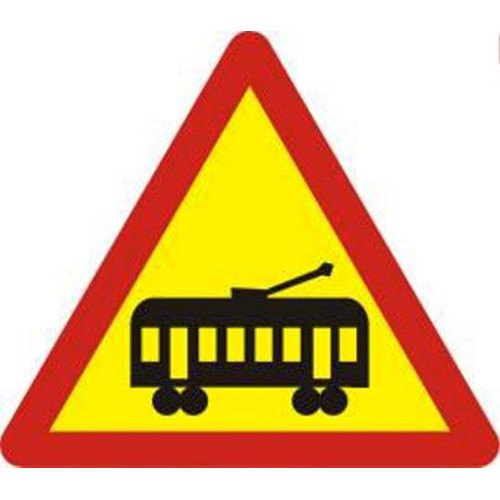 biển báo nguy hiểm 211b - Giao nhau cùng mức với đường tàu điện