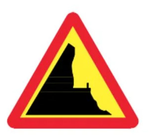 biển báo nguy hiểm 223a - Vách núi nguy hiểm bên trái